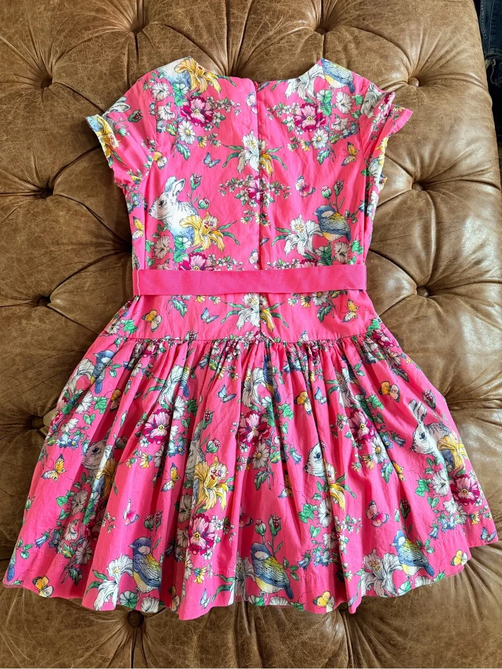 Gap x Sarah Jessica Parker Dress Girls Medium 8 Pink Bunny Floral Bird Tulle